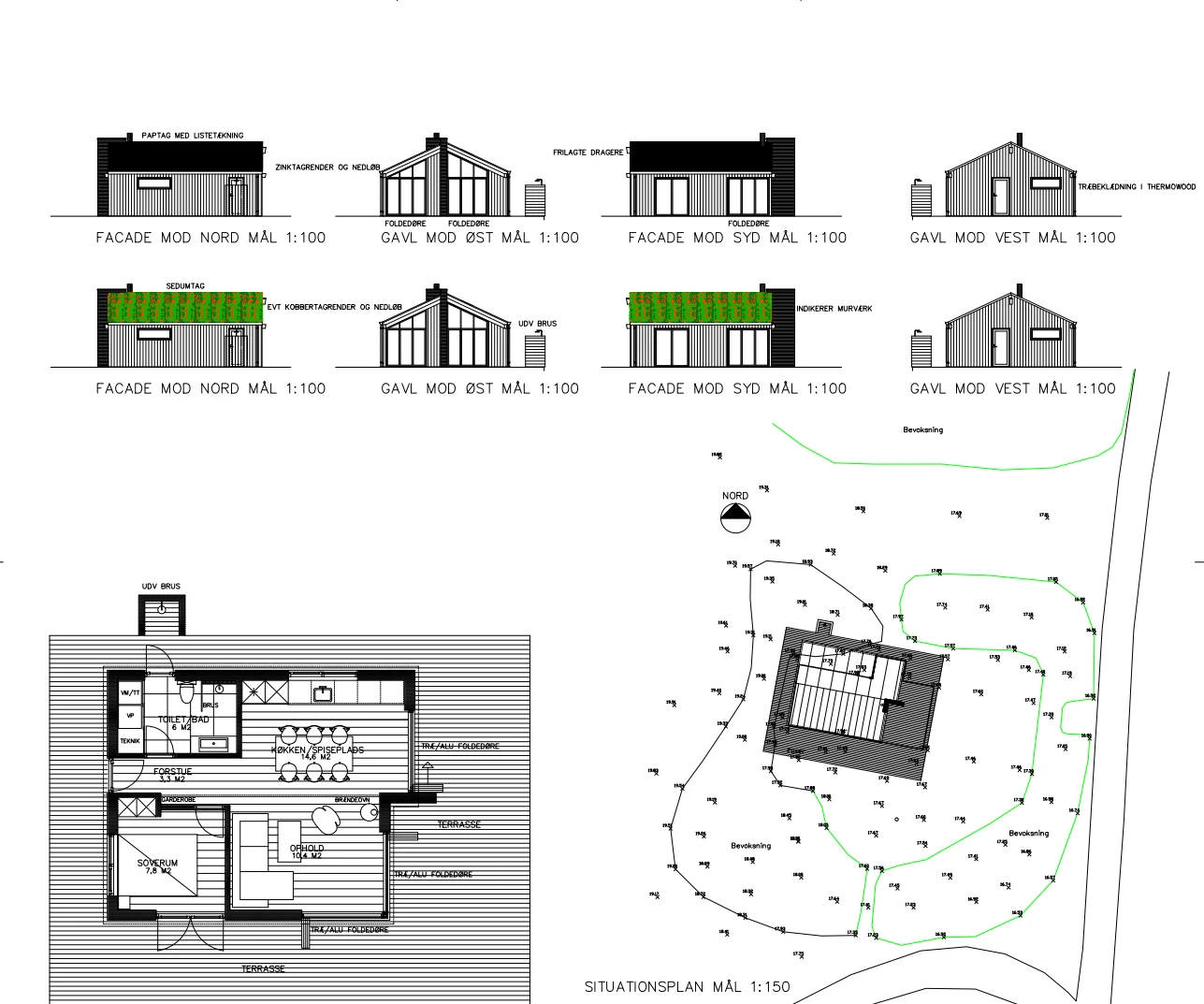 Skitseforslag til 50m² sommerhus — Yderskov Arkitekter