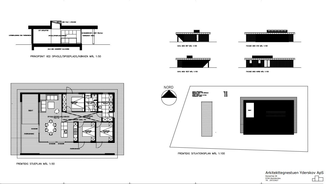 Skitseforslag til sommerhus med fladt tag i Løkken — Yderskov Arkitekter